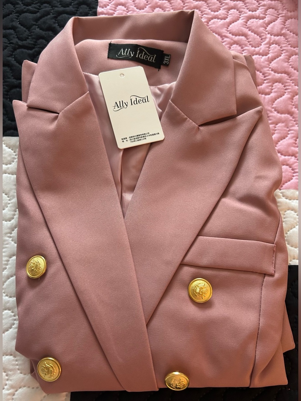 Women's Rose Pink Double-Breasted Blazer